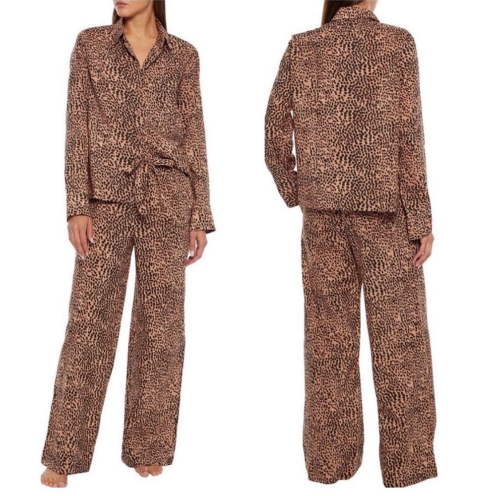Ulla Johnson cotton silk blend leopard pajama set